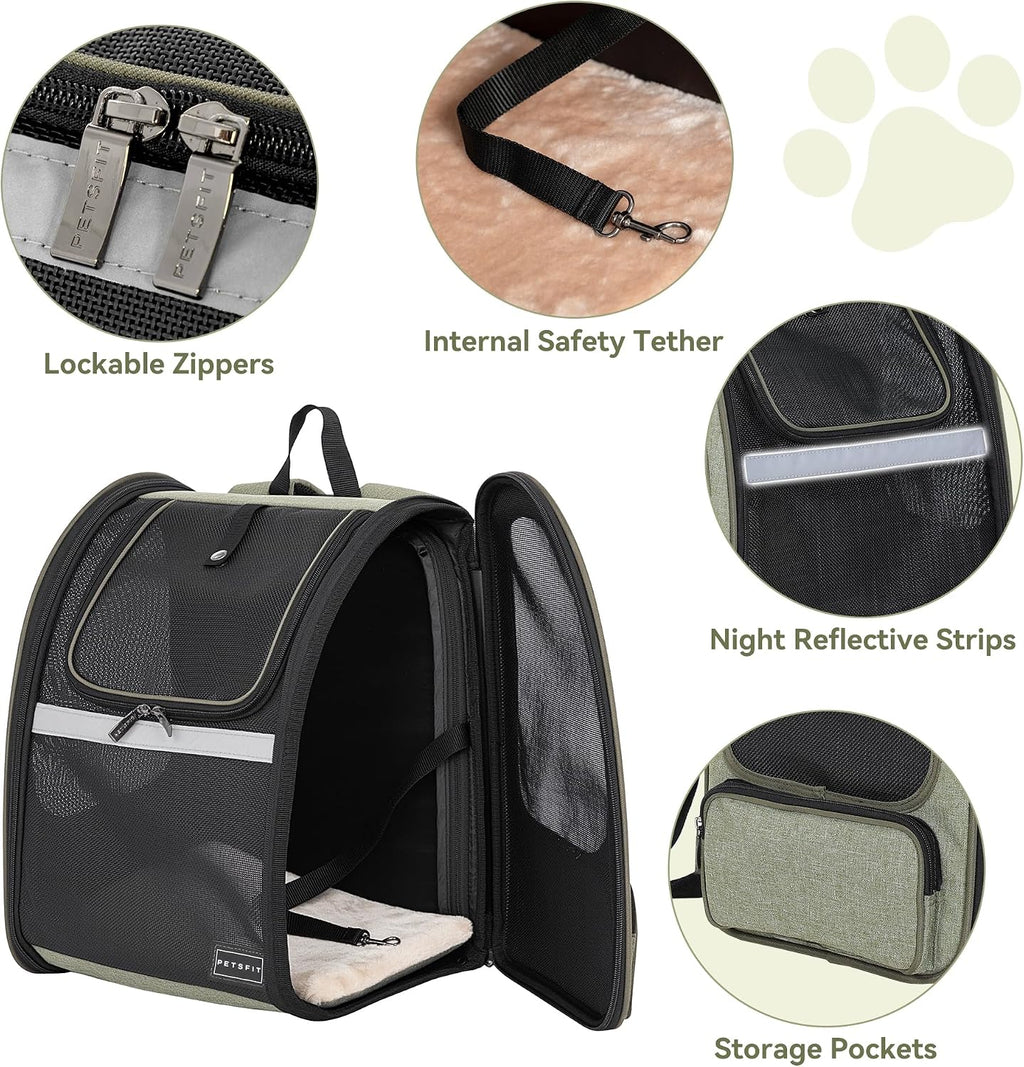 Petsfit Expandable Cat Backpack Carrier for Cats and Small Dogs, 18 lb