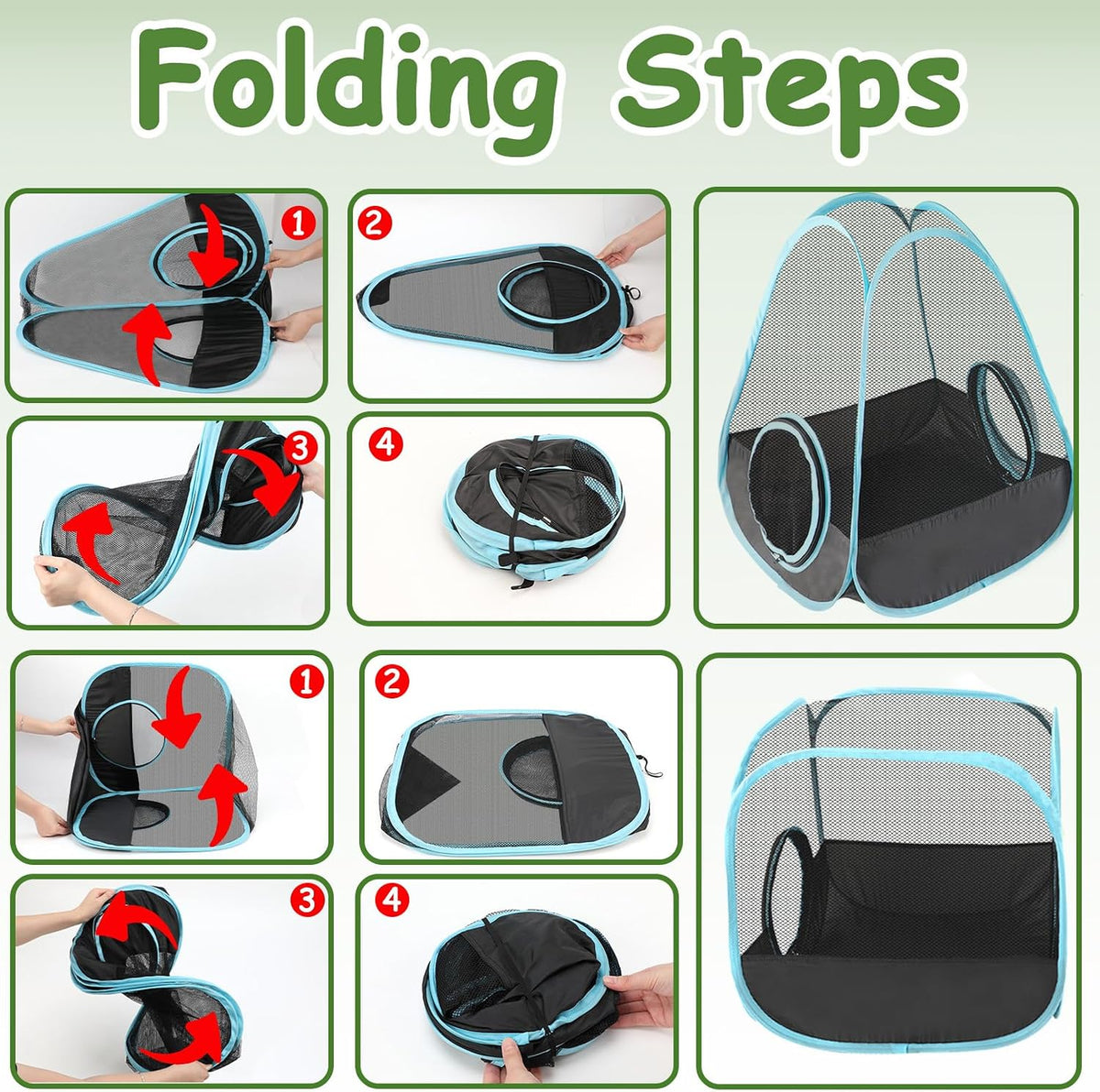 YUEPET Rabbit Tunnel & Cube Tent Set, 3-in-1 Bunny Playpen