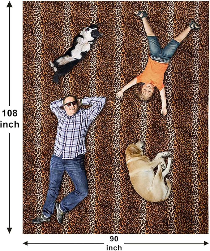 Bnuitland Leopard Print Flannel Blanket, Large Size 108x90 Inches - Image 3