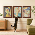 PEQULTI Cardboard Cat Scratcher, Wall Mounted Art Cat Scratch Pad, 3 Pack
