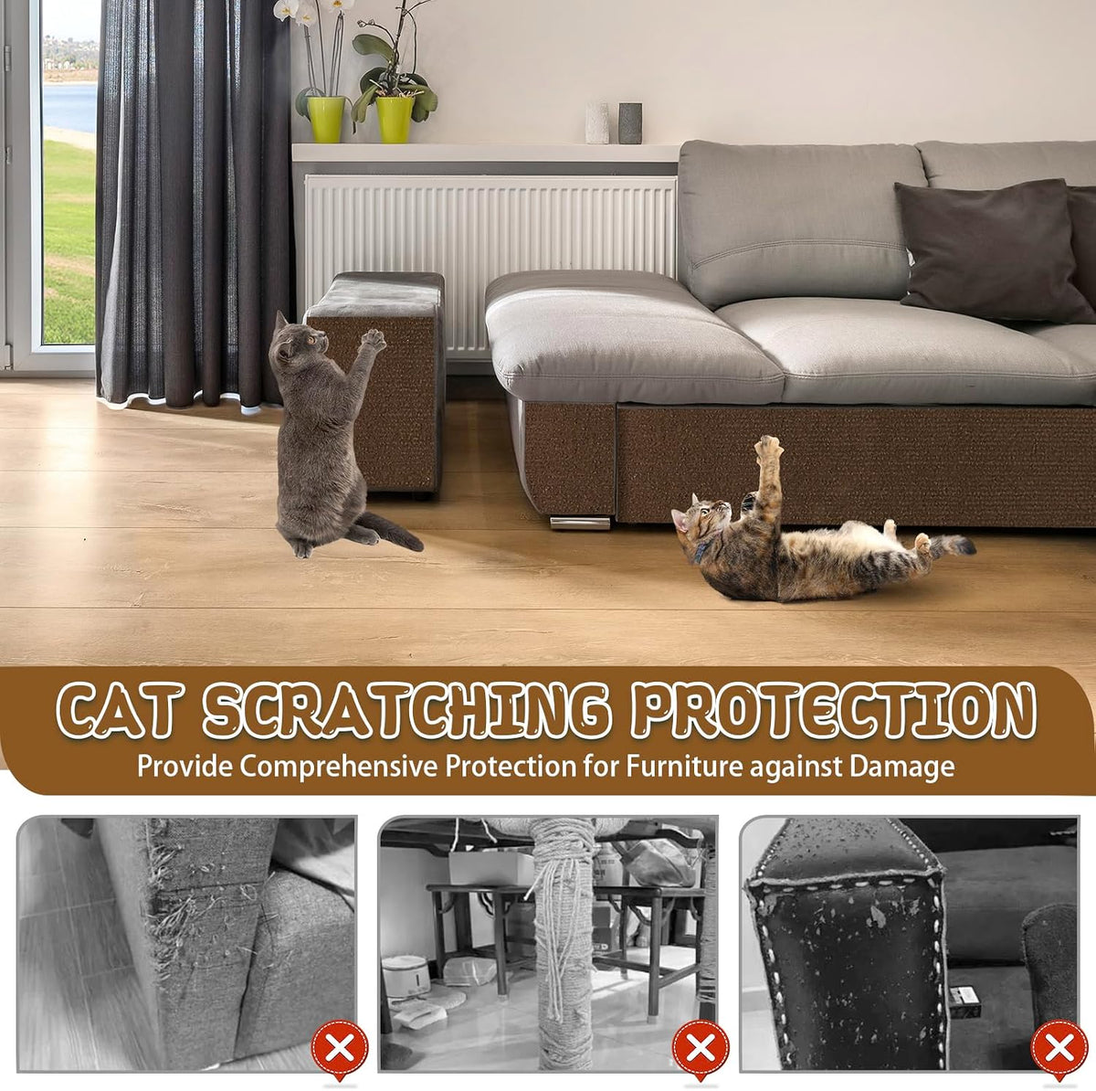 LSGCQ Cat Scratch Mat Self Adhesive Cat Scratch Furniture Protector