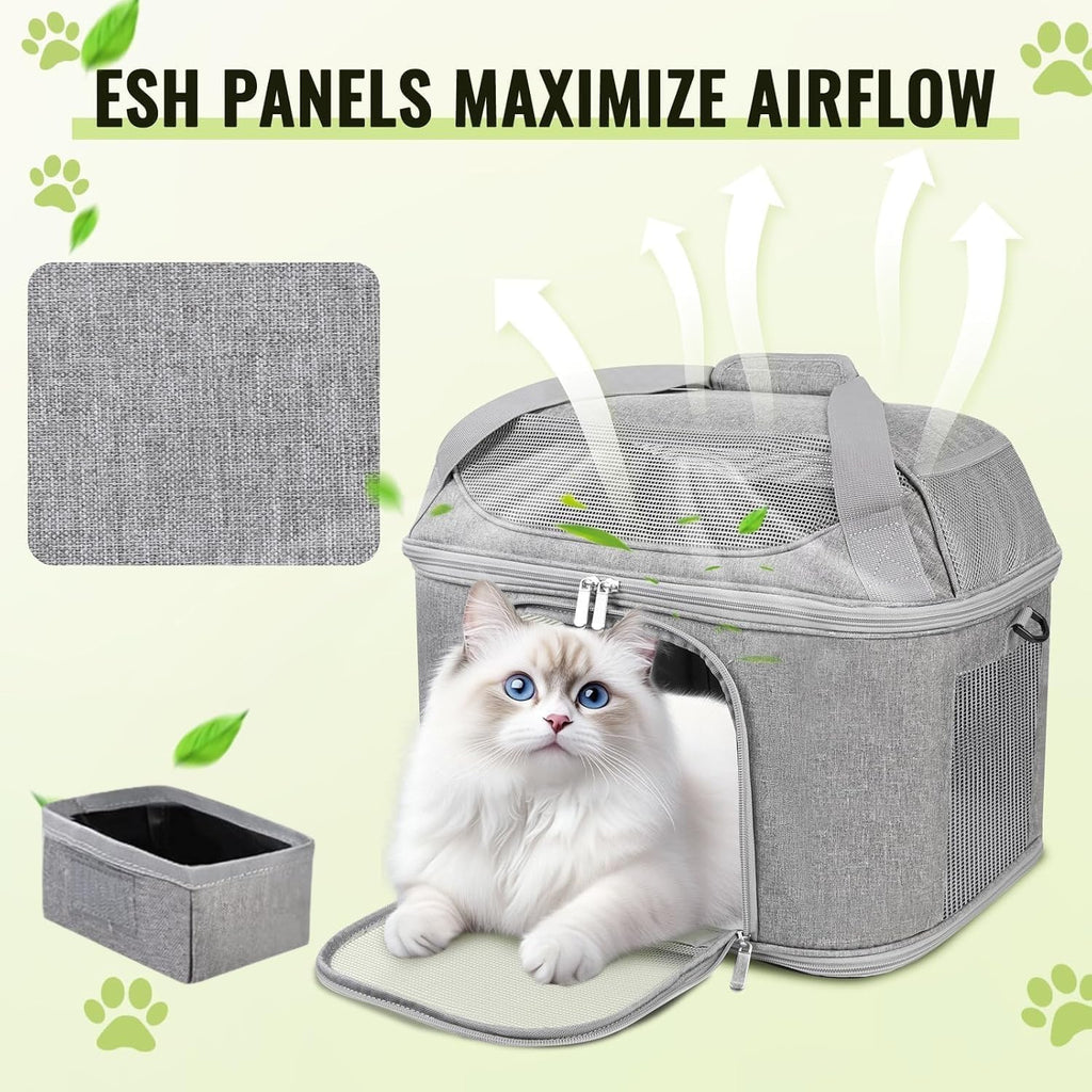 Soft-Sided Cat Carrier,Pet Bag with Padded Shoulder Strap (Up to 20 Lbs)