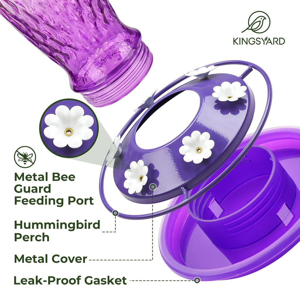 Kingsyard Glass Hummingbird Feeder for Outdoors with Ant Moat