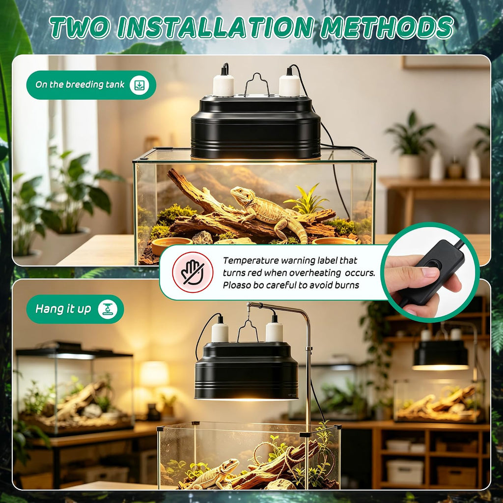 Dual Reptile Light Fixture with Independent Switches