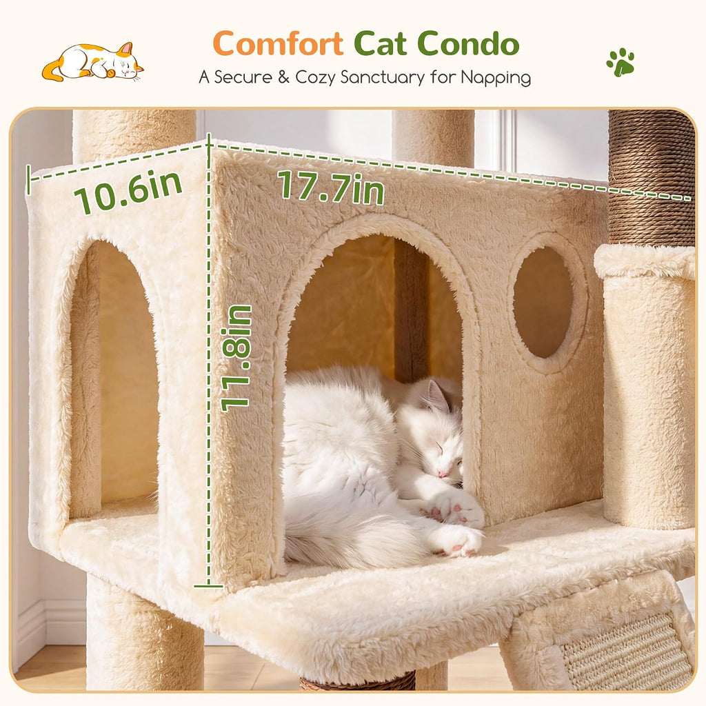 Globlazer
47
Inch
Cat
Tree
Tower
for
Indoor
Cats,
S47,
Beige