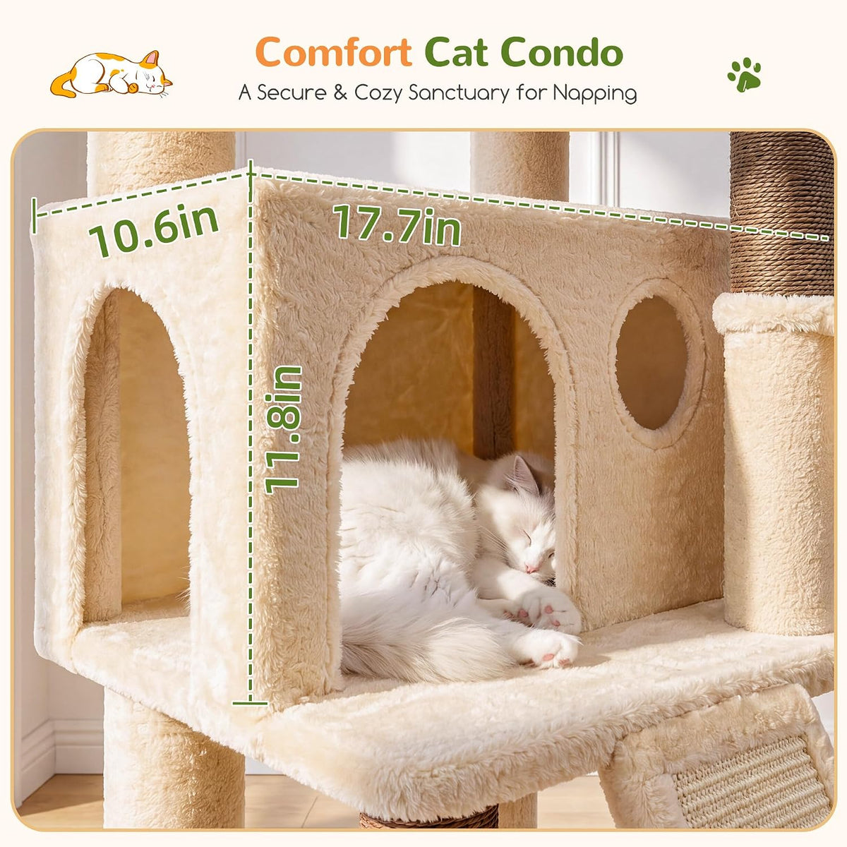 Globlazer
47
Inch
Cat
Tree
Tower
for
Indoor
Cats,
S47,
Beige