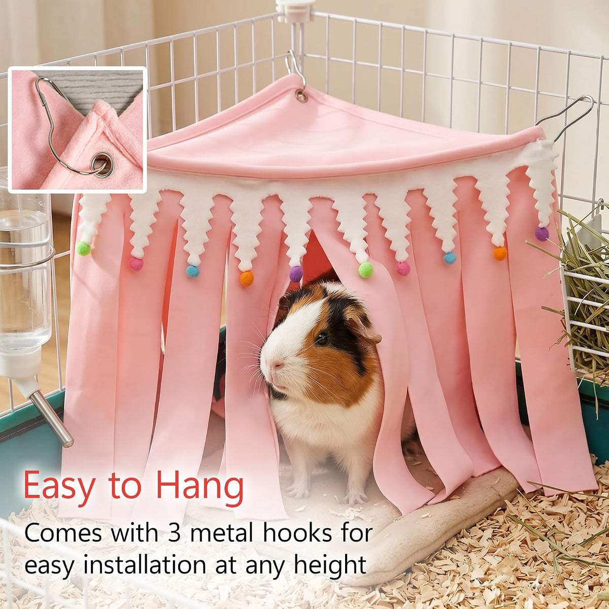 Corner Hamster Hideout, Space Saving Fleece Tent Bed for Wire Cage