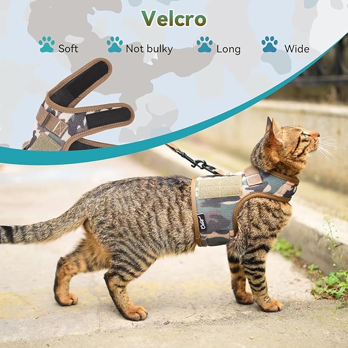Tactical Cat Harness and Leash for Walking Escape Proof Breathable Mesh Fabric - Image 5