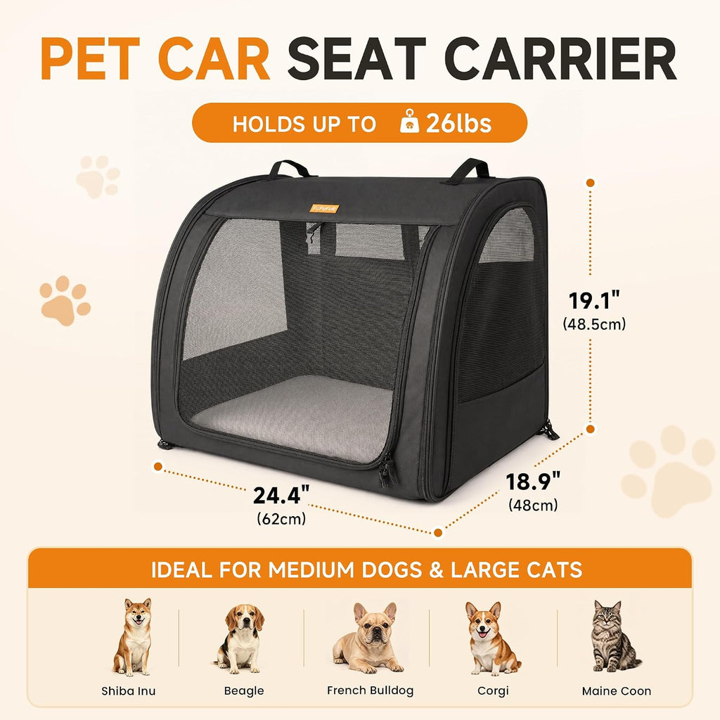 Dog Car Crate for Medium Dogs, Soft-Sided Collapsible
