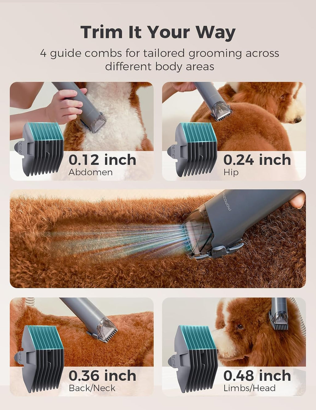 Dog Grooming Kit, FurEase Dog Grooming Vacuum with Dog Clippers for Grooming, 13000Pa Powerful Dog Vacuum for Shedding Grooming with 5 Pet Grooming Tools (Iron Gray, 2.5 Liter Canister)