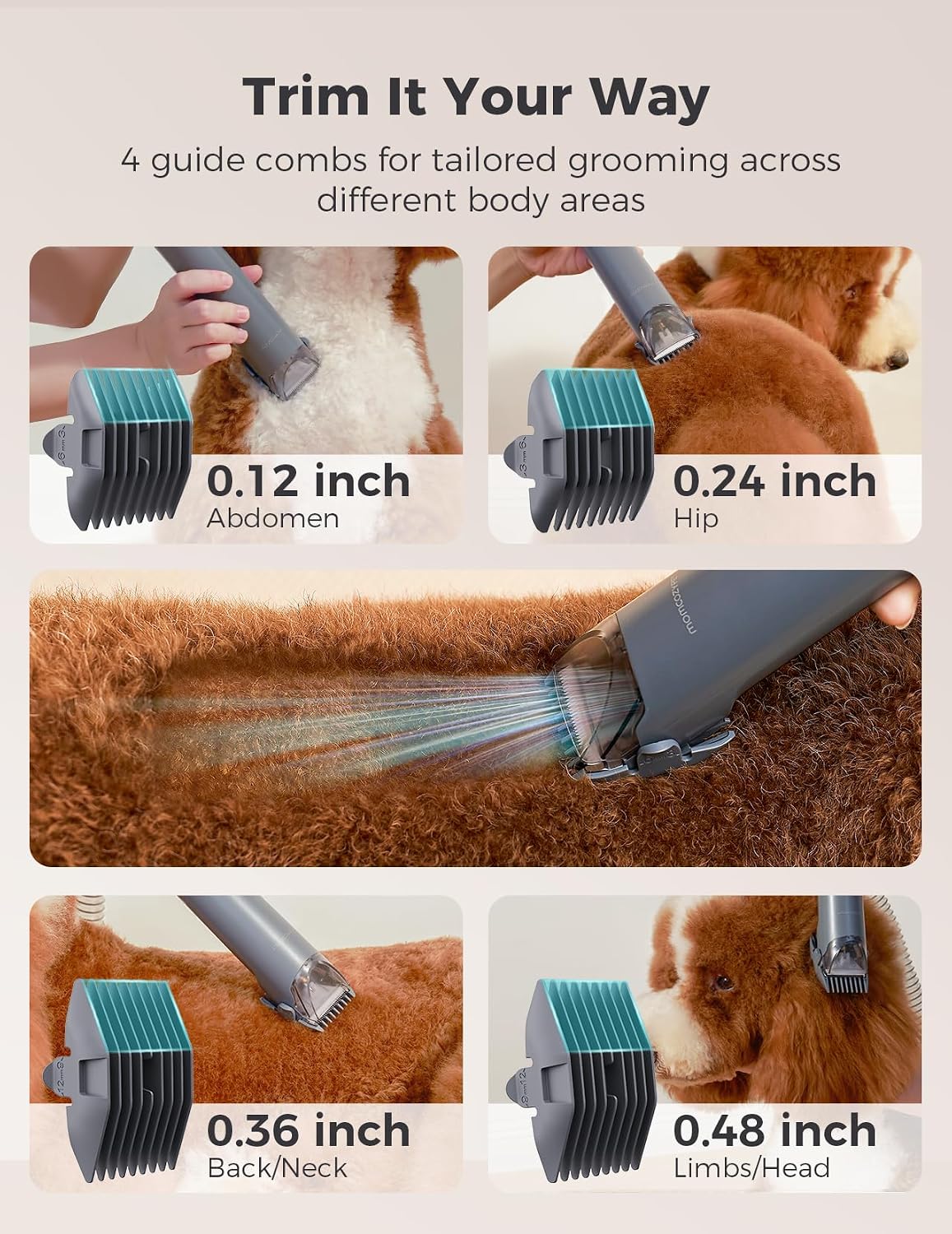 Dog Grooming Kit, FurEase Dog Grooming Vacuum with Dog Clippers for Grooming, 13000Pa Powerful Dog Vacuum for Shedding Grooming with 5 Pet Grooming Tools (Iron Gray, 2.5 Liter Canister)