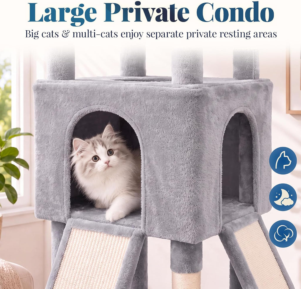 Hey-brother Cat Tree Tower, Extra Tall Multi-Level Corner Design, MPJ087W