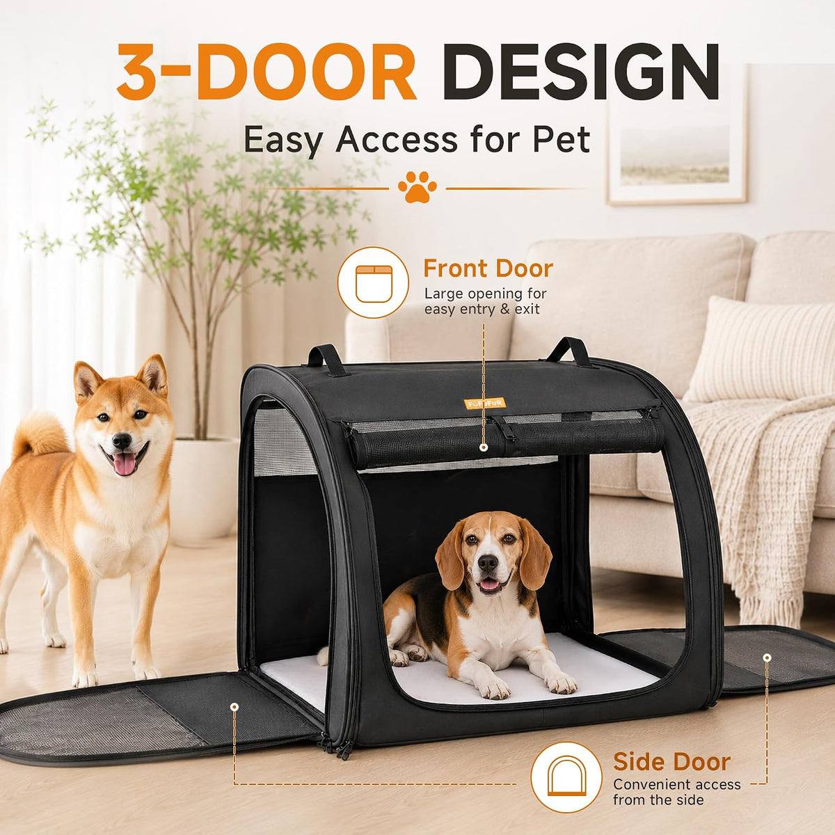 Dog Car Crate for Medium Dogs, Soft-Sided Collapsible