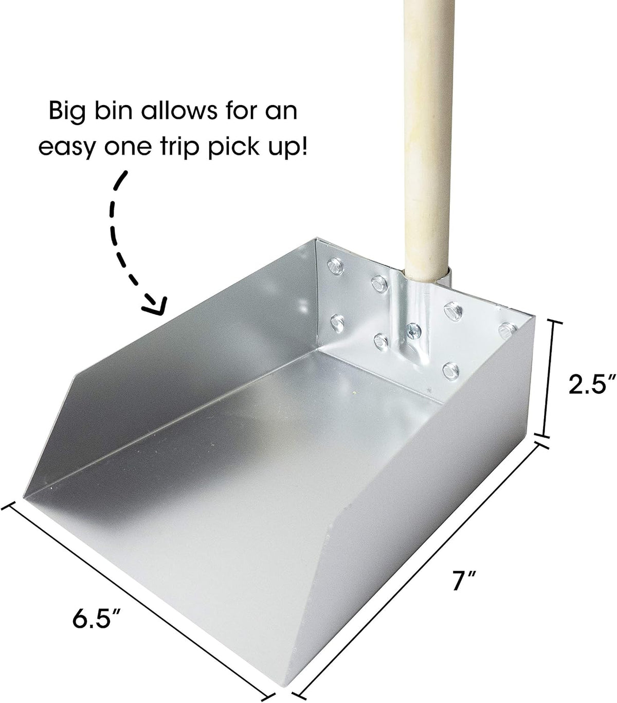 Spotty Wood Handle Pooper Scooper Durable Solid Metal Poop Tray with Rake 36.75" Long Handled Scoop | Great for Large or Small Dogs | No Assembly Required | Better for The Environment Than Plastic