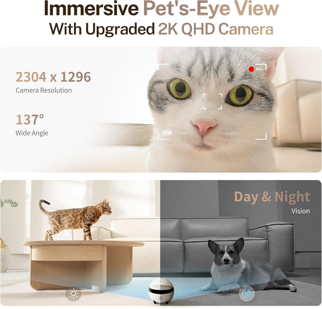Enabot EBO ROLA Mini Pet Camera Robot: Mobile Pet Companion with 2K Camera
