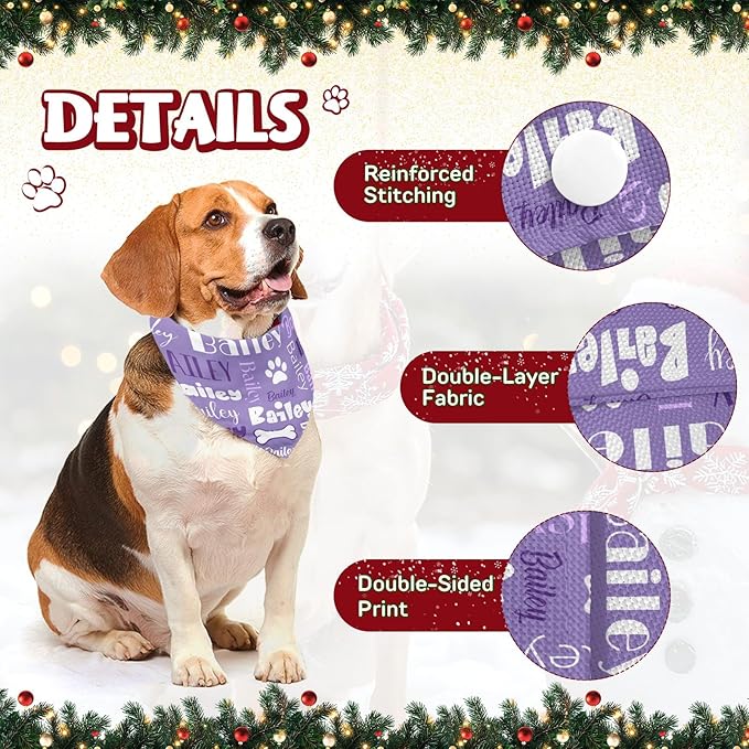 Personalized Dog Bandanas Custom Neckwear Name Button Anti-loosening Dog Scarf - Image 3