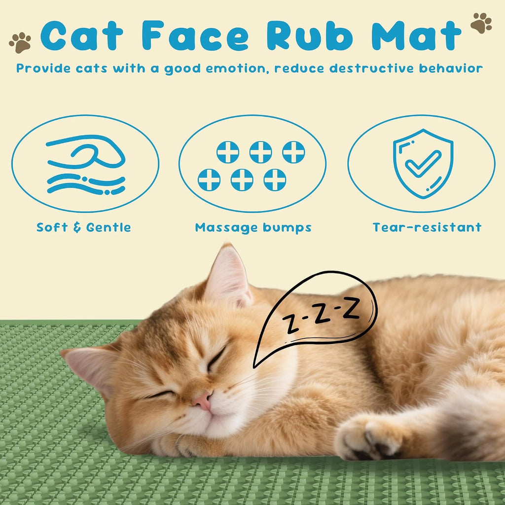 Cat Litter Mat, Silicone Litter Trapping Mat - Removal/Waterproof/Urine Proof, Cat Massage Mat (24" X 18"), Litter Box Mat - Keep the Floor Clean Green