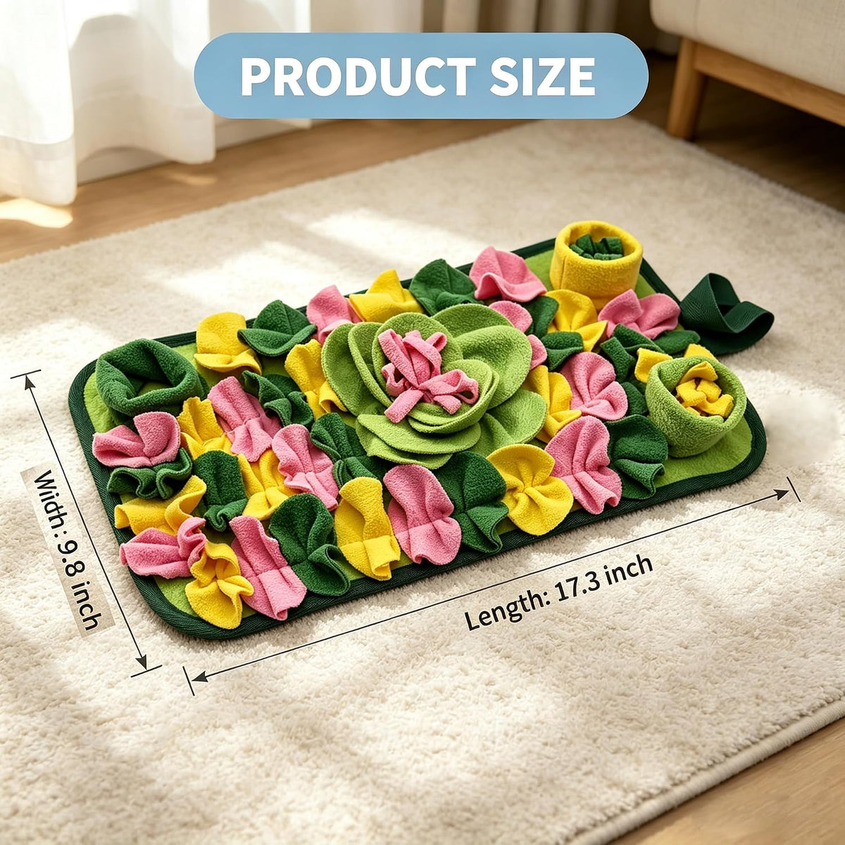 Guinea Pigs Foraging Mat，Rabbit Snuffle Mat for Bunny Hamsters Puzzle Toys Ferrets Interactive Feeding Mat for Hedgehog Chinchillas Small Animals (Green)