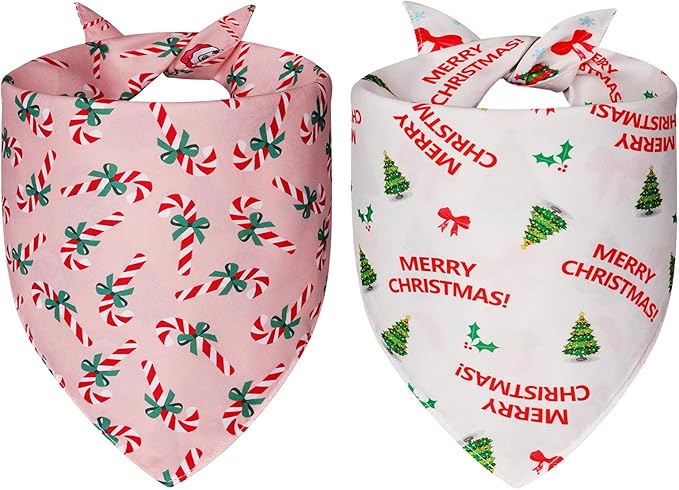 Cute Christmas Dog Bandanas Large 2PCS, 4 Pattern Holiday Scarf - Image 2