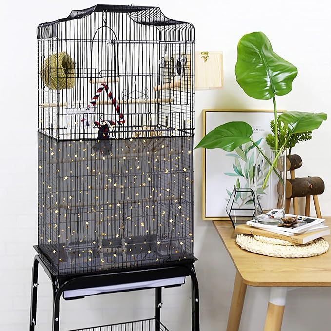 JULMELON 2Pcs Adjustable Bird Cage Seed Catcher Birdcage Nylon Mesh Cover - Image 6