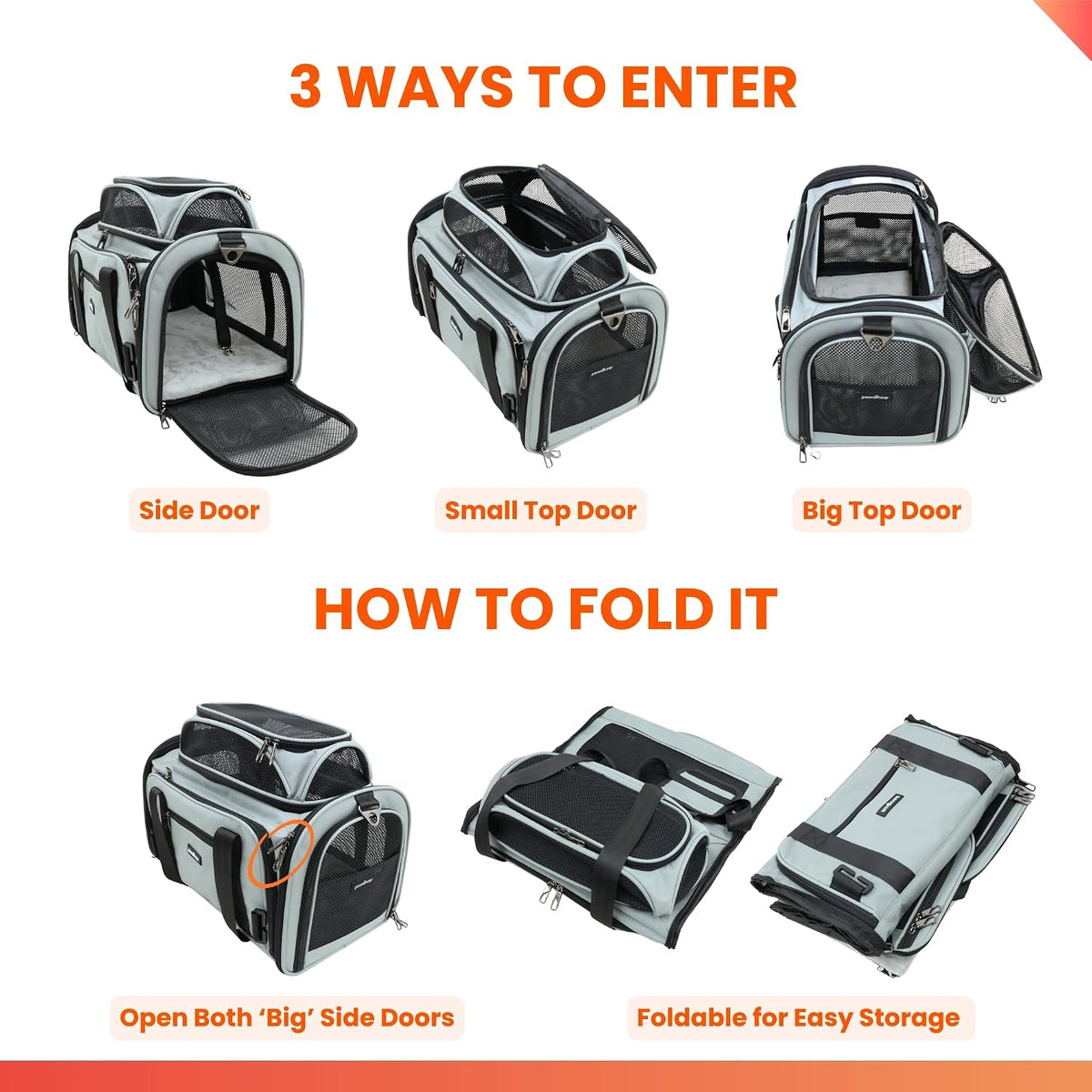 Crash-Tested Top Side Expandable Cat Carrier for Crash Protection