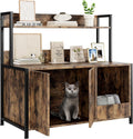 GarveeHome Litter Box Enclosure, Cat Litter Box Furniture with Removable Divider, Large Hidden Litter Box Furniture, Wooden Cat House, End Side Table, Rustic Brown