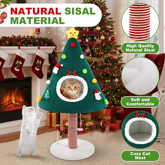 36.6 Inch Christmas Cat Tower - Image 5