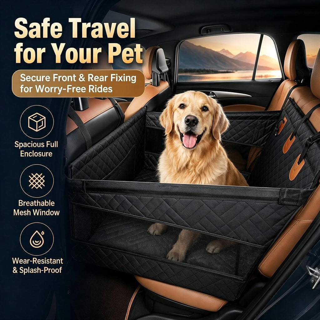 Pet Car Seat Cover, Rear Seat Dog Cover, seat Cover/Waterproof/pet Hammock, Suitable for Small, Medium Dogs. Pet seat Protectors for Trucks, sedans and SUVs, Black 02