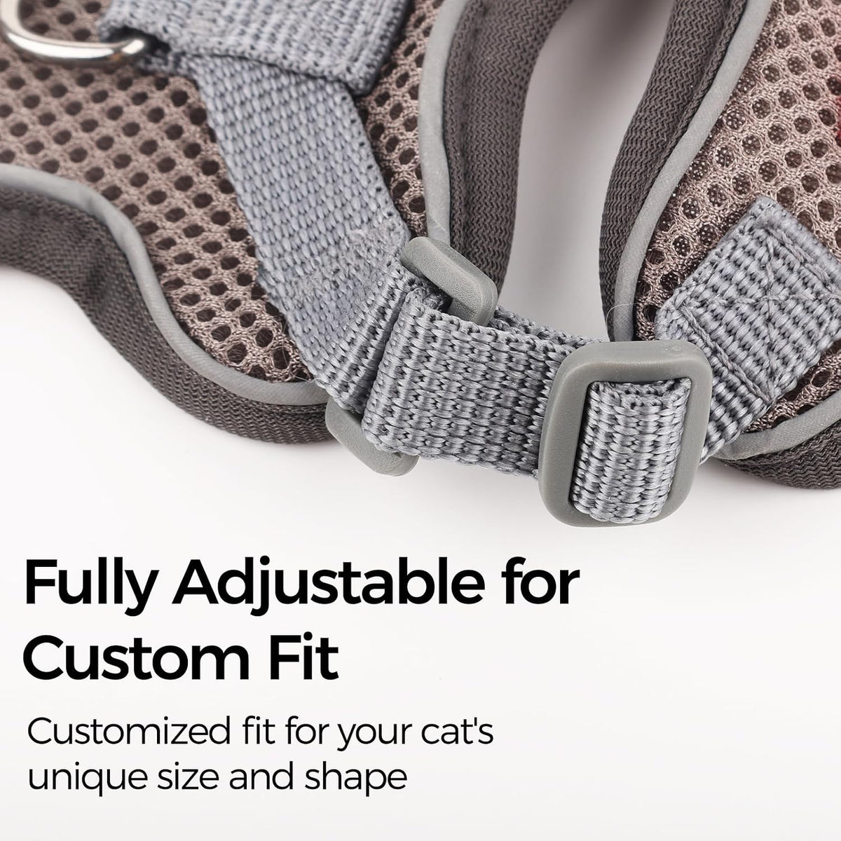 Cat Harness and Leash Set, Lightweight Air-Mesh Cat Vest, Grey, M