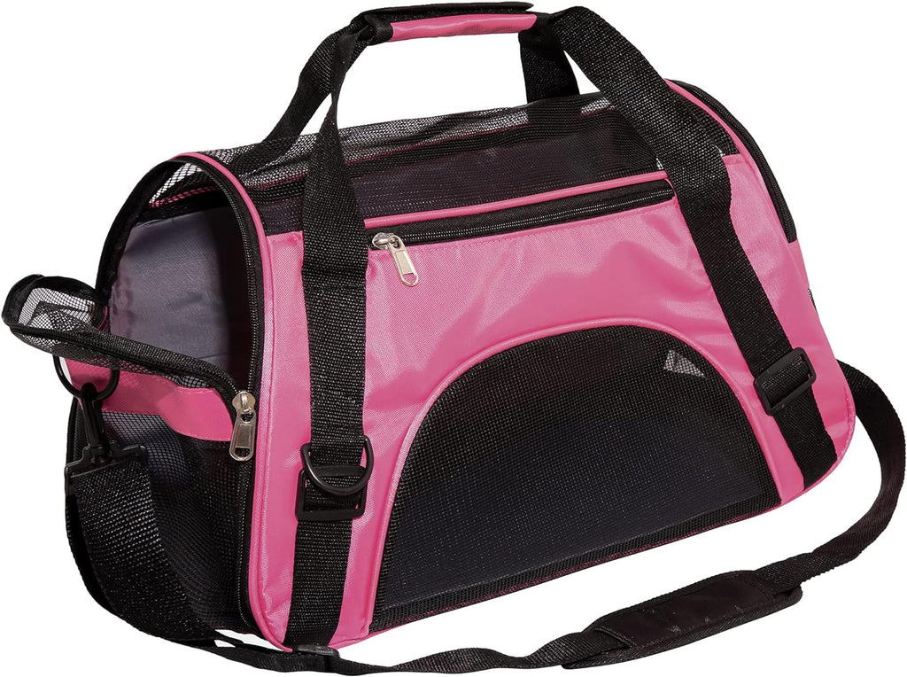 MuchL Cat Carrier for Cats Soft-Sided Travel Pat Carrier for Cat with Wooden Padding Board Airline Approved Lightweight Comfortable Cat Bag for Puppy Small Pets (Small, Pink)
