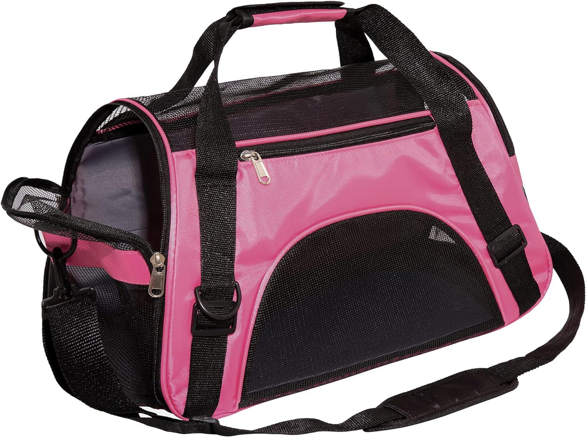 MuchL Cat Carrier for Cats Soft-Sided Travel Pat Carrier for Cat with Wooden Padding Board Airline Approved Lightweight Comfortable Cat Bag for Puppy Small Pets (Small, Pink)