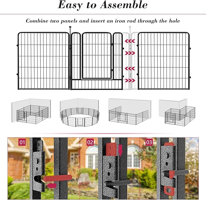 Dog Playpen 32 inch 24 Panels Indoor Outdoor Dog Pen - Image 5