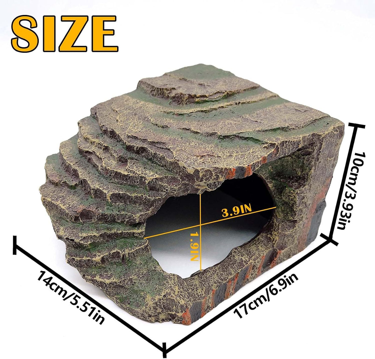 kathson Small Turtles Basking Platform,Resin Reptile Hideouts Cave Habitat Decor,Tortoise Hide Cave with Climbing Ramp Step,Bearded Dragons Hide Basking Rocks Accessories for Lizard,Gecko,Frog