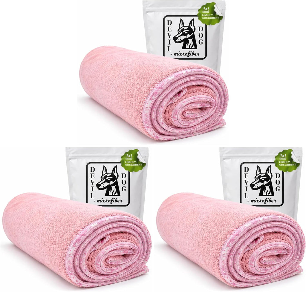 Dog Drying Towel for Dogs – Extra Large 24" x 35" Microfiber Dog Bath Towel, 1200 GSM Twisted Loop, Ultra Absorbent, Edgeless, Quick Dry for Bath, Beach & Travel, Gray