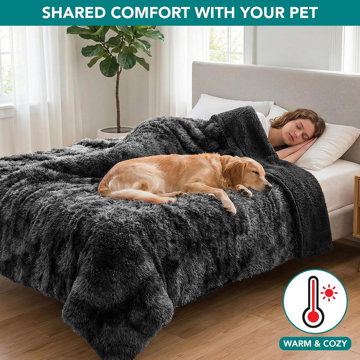 PetAmi Waterproof Dog Blanket for Couch Protector Throw 60x80 Tie-Dye Black