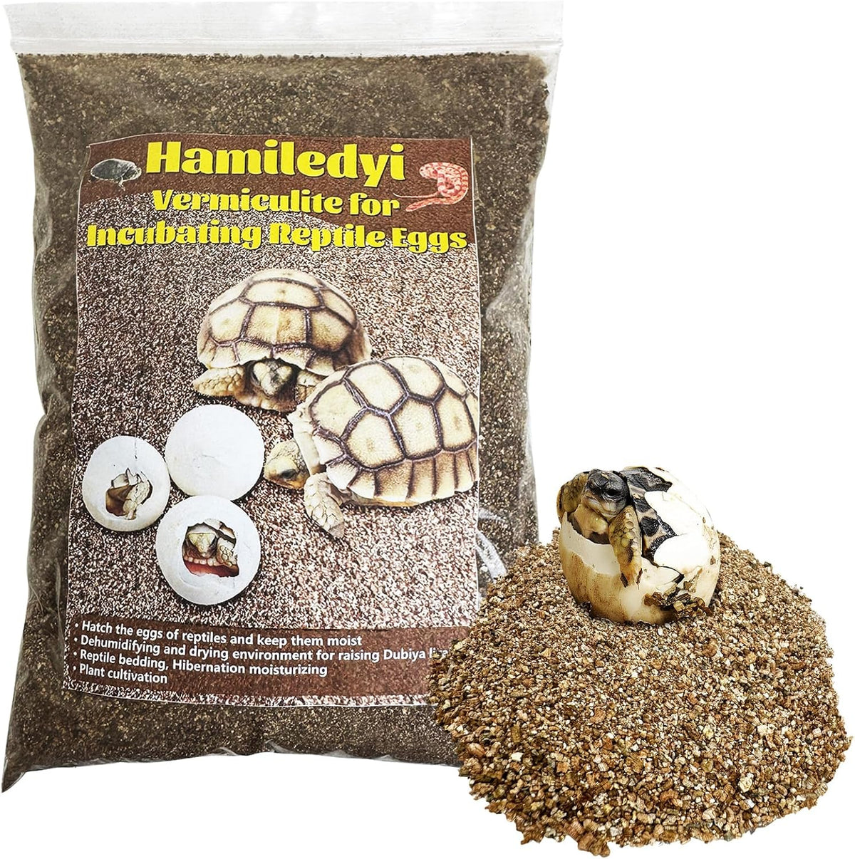 Hamiledyi Vermiculite for Incubating Reptile Eggs Terrarium Bedding Snake Habitat Substrate Reptile Bedding for Tortoise, Gecko, Ball Python, Salamander, Snake, Horned Frog(2Pack,0.87gal)