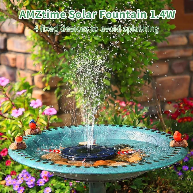 AMZtime 1.4W Solar Bird Bath Fountain - Image 2