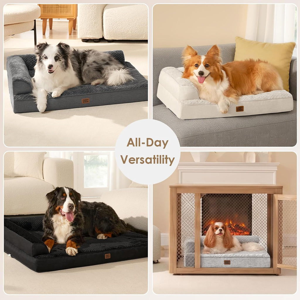 EHEYCIGA Orthopedic Dog Bed Medium Size Dogs, Memory Foam Dog Bed with Washable Removable Cover, Waterproof Pet Sofa Couch for Crate with Nonskid Bottom, 30x20x6, Black