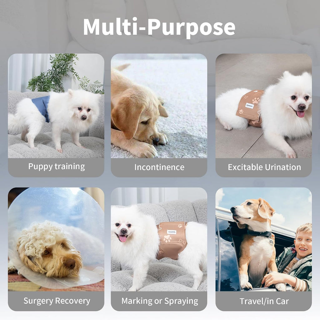 Vecomfy 5 Pack Washable Belly Bands for Male Dogs,Small Dog Diaper,XS