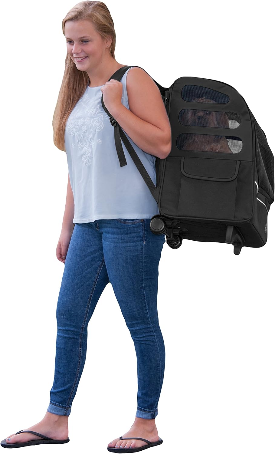 Pet Gear I-GO2 Roller Backpack, XLarge Traveler Plus, Onyx