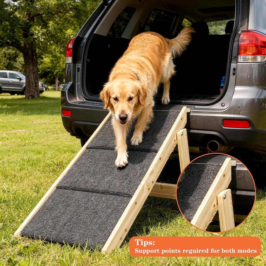 Dog Ramp,2-in-1 Foldable Pet Stairs for High Beds, 3 Steps Dog Steps