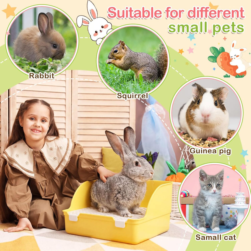 Reallnaive 15 Pcs Rabbit Starter Kit Small Litter Box Gift, Yellow