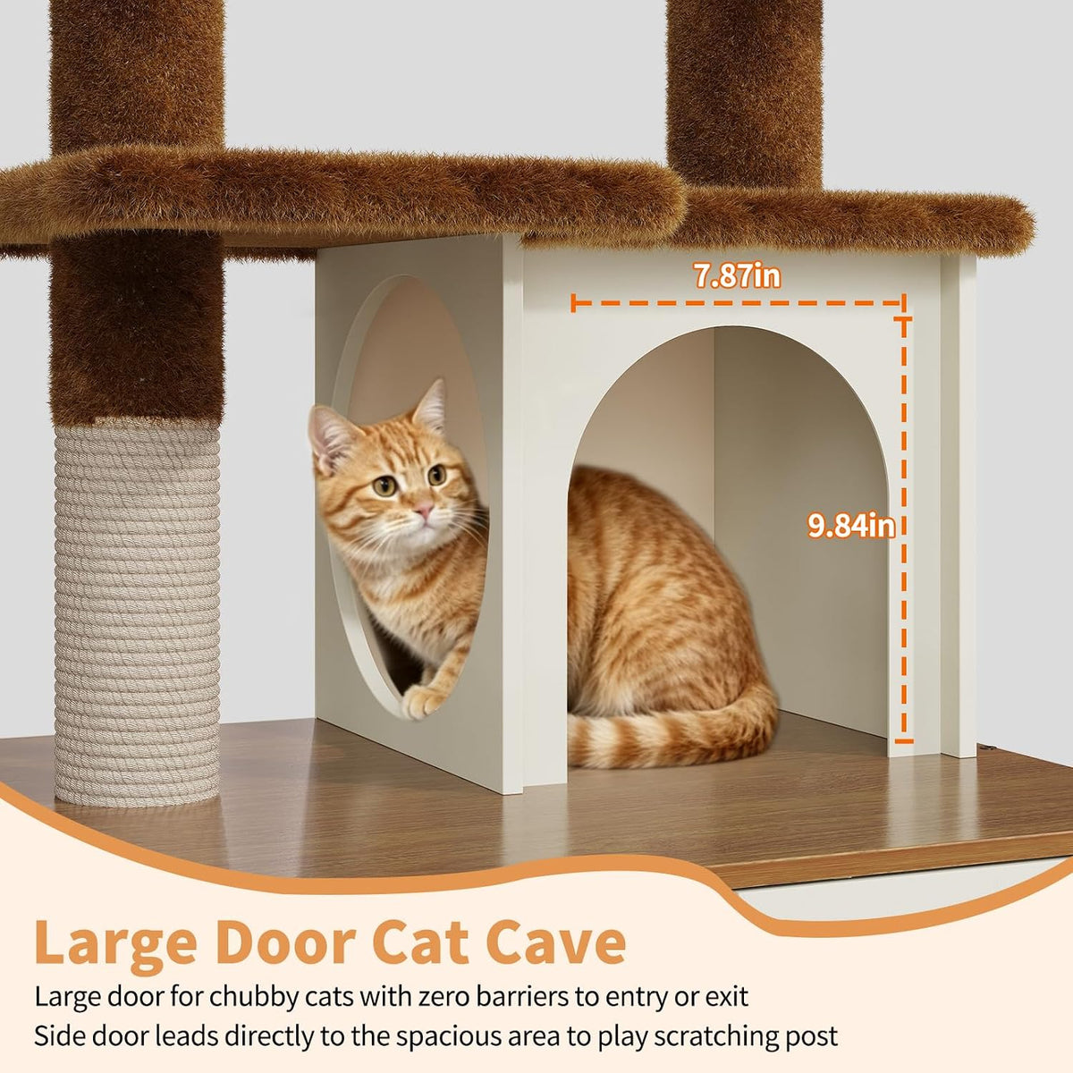 Halloween Cat Tree with Litter Box Enclosure, Hidden Litter Box Furniture with Cat Tower, Cat Tree with with Sisal Scratching Post,Hammocks,Condo,Multiple Platform,Soft Plush Perch, Hickory