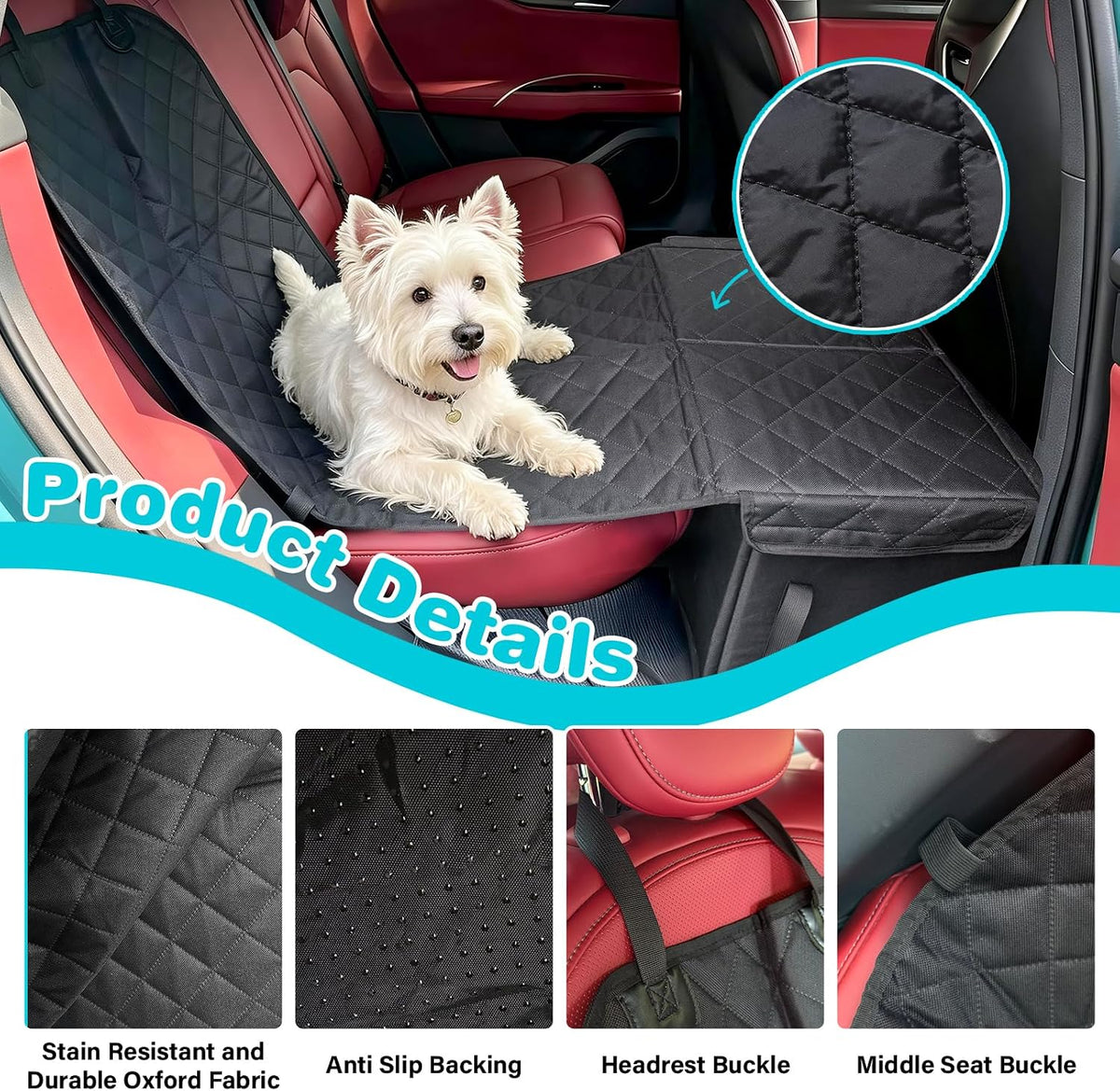 Dog Car Seat Extender with Storage, Car Seat Extender for Dogs