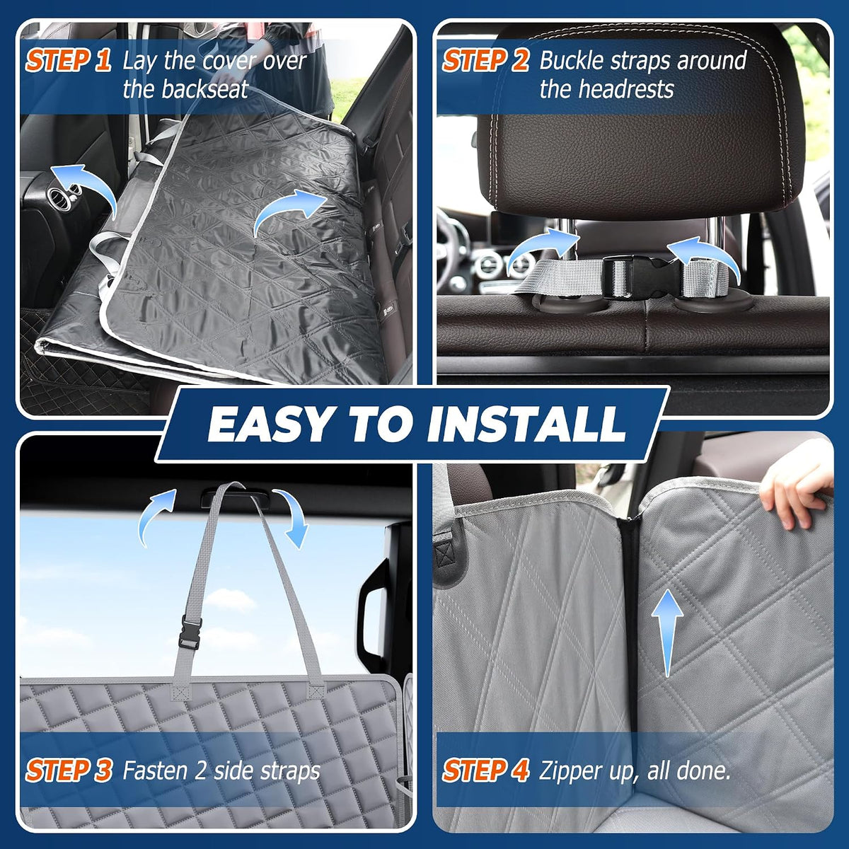 Truck Dog Seat Cover Back Seat with Hard Bottom, 450lb Support Back Seat Extender for Crew Cab Trucks F150 RAM Silverado Tundra, Waterproof Pet Hammock for Dogs, Mesh Window & Storage Pockets