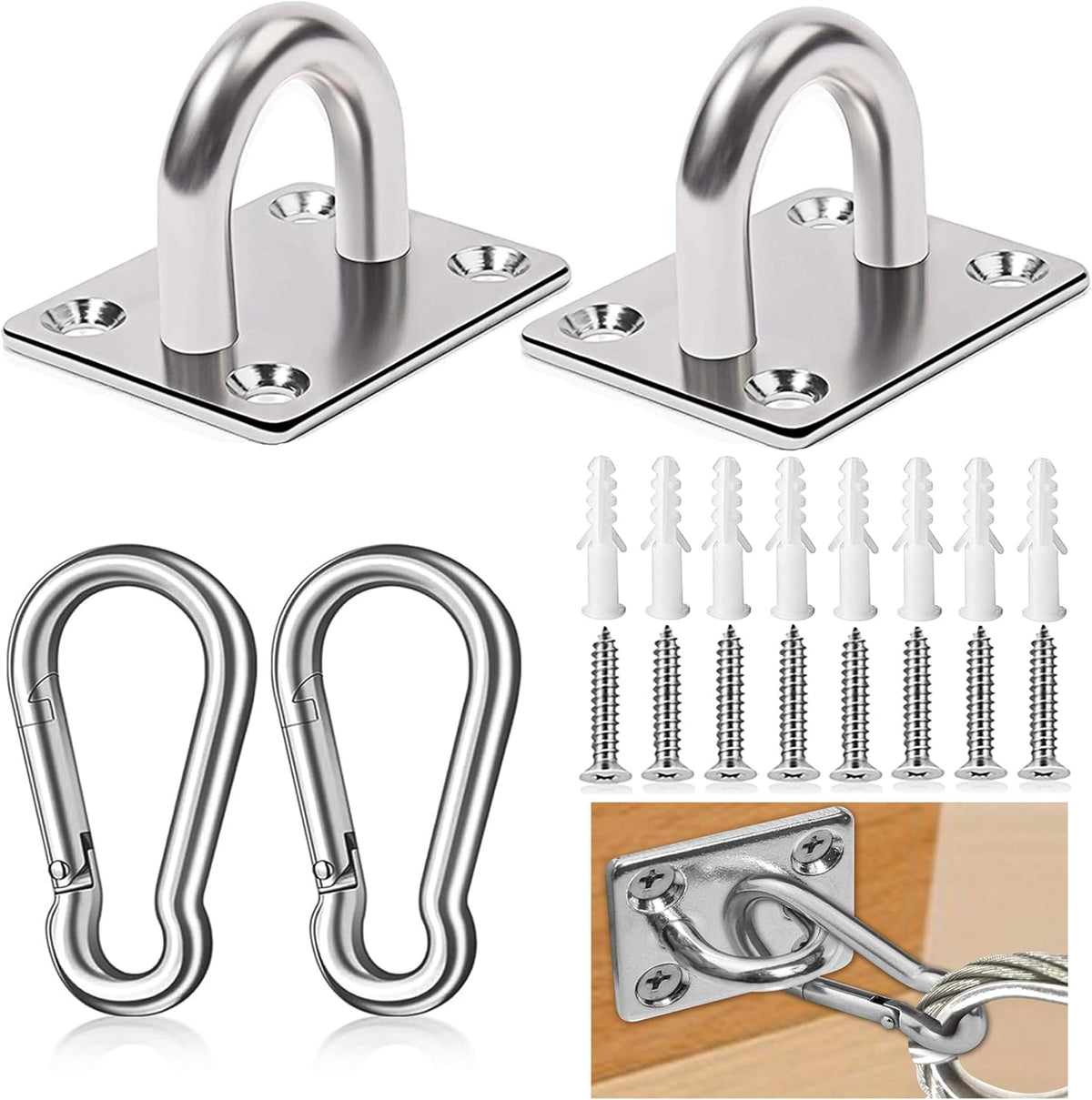 Stainless Steel Tie Out Mounted Wall Hook with Clip for Dog Up to 500lbs