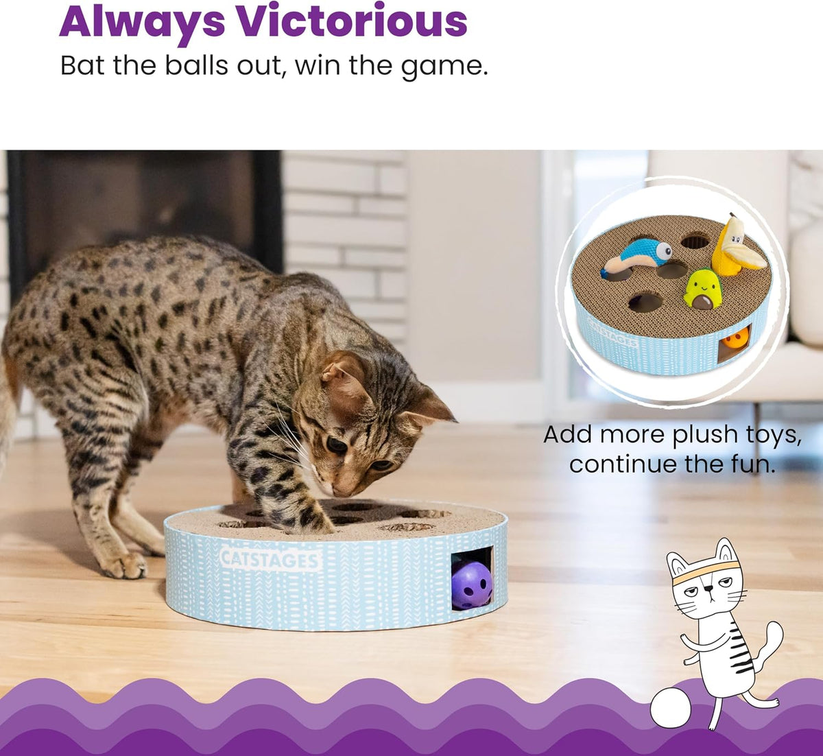 Catstages Scratch N' Hunt Interactive Cat Puzzle Toy with Scratcher, 11"