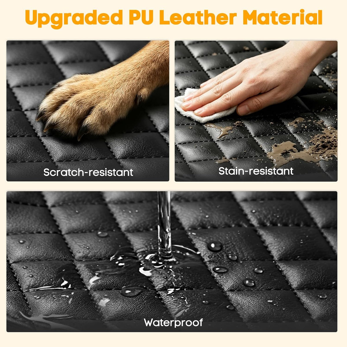 PETICON Waterproof Scratchproof Pet Bench Seat Covers for Cars, SUVs