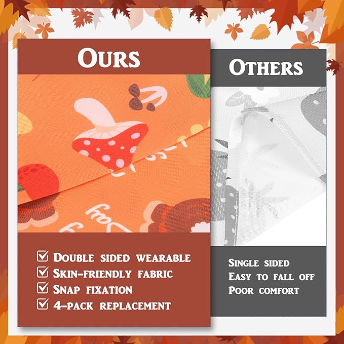 PAWCHIE Thanksgiving Dog Bandanas 4 Pack, Reversible Dogs Triangle Scarf Bibs - Image 5