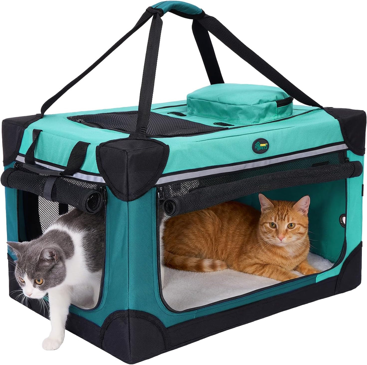 Ownpets Collapsible Travel Pet Crate for Cat Doggie, 24x16x16 inches, Green